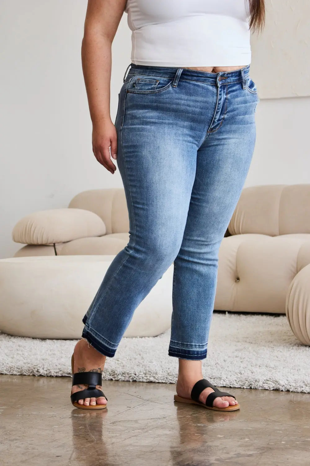 Judy Blue Full Size Release Hem Cropped Bootcut Jeans - Kittybear Krafts