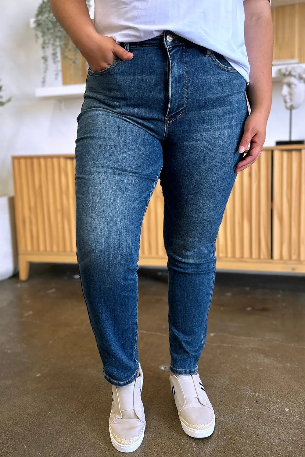 Judy Blue Full Size Tummy Control High Waist Slim Jeans - Kittybear Krafts