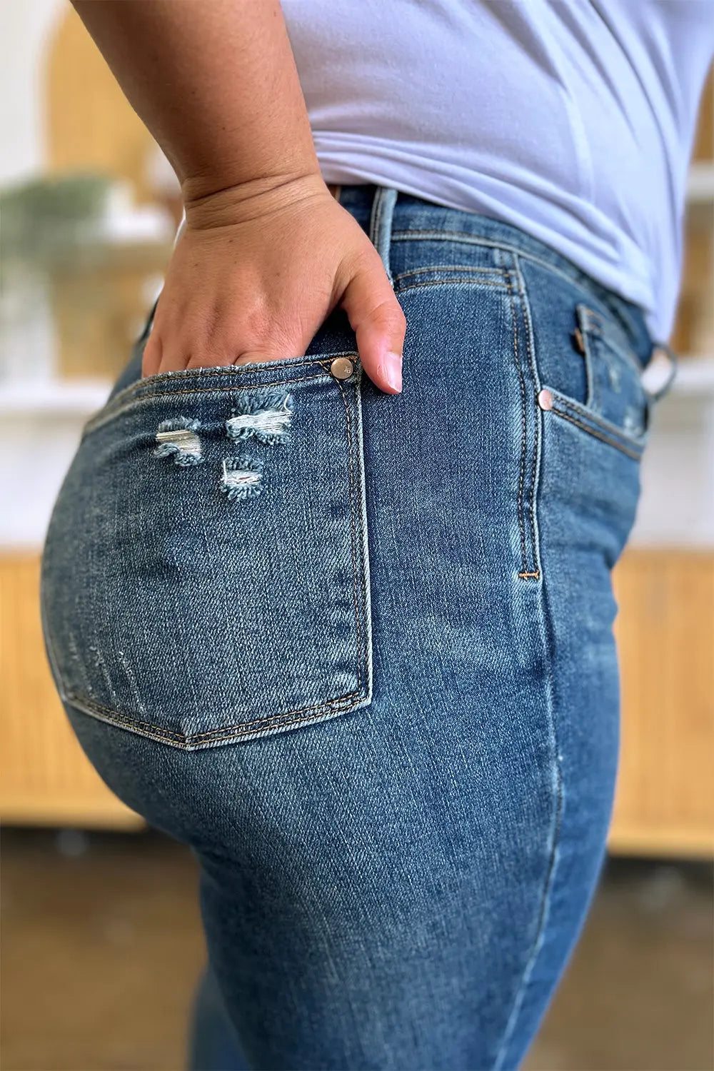 Judy Blue Full Size Tummy Control High Waist Slim Jeans - Kittybear Krafts