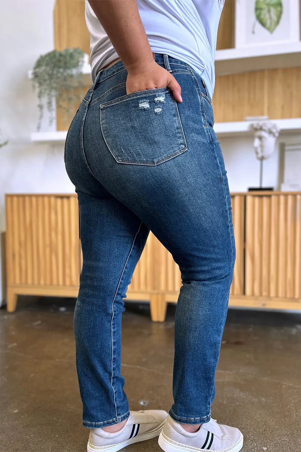 Judy Blue Full Size Tummy Control High Waist Slim Jeans - Kittybear Krafts