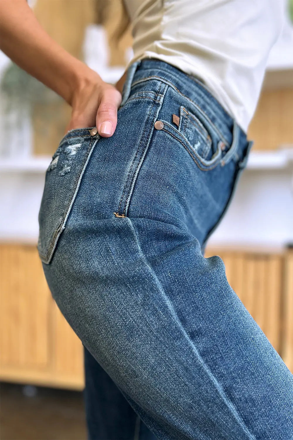Judy Blue Full Size Tummy Control High Waist Slim Jeans - Kittybear Krafts