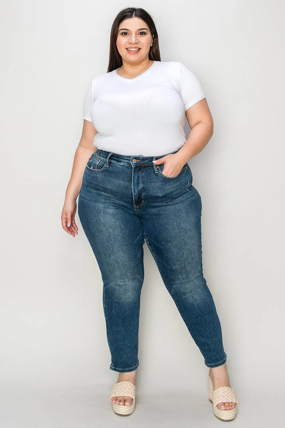 Judy Blue Full Size Tummy Control High Waist Slim Jeans - Kittybear Krafts