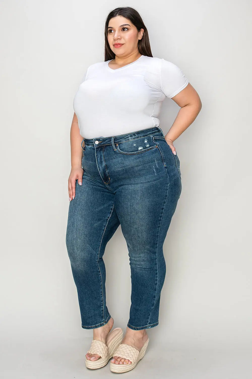 Judy Blue Full Size Tummy Control High Waist Slim Jeans - Kittybear Krafts