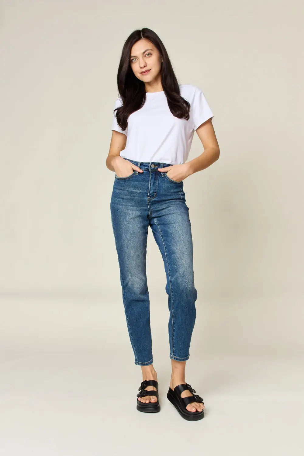 Judy Blue Full Size Tummy Control High Waist Slim Jeans - Kittybear Krafts