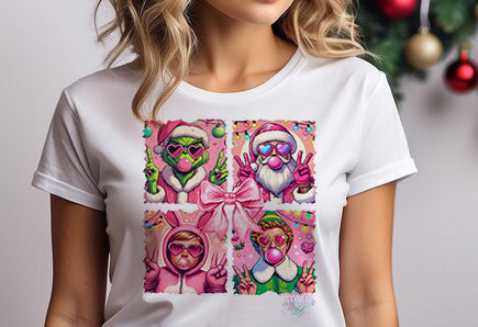 Boys of Winter Movies Bubblegum Pink Bow Christmas Graphic Tee/Sweater Kittybear Krafts
