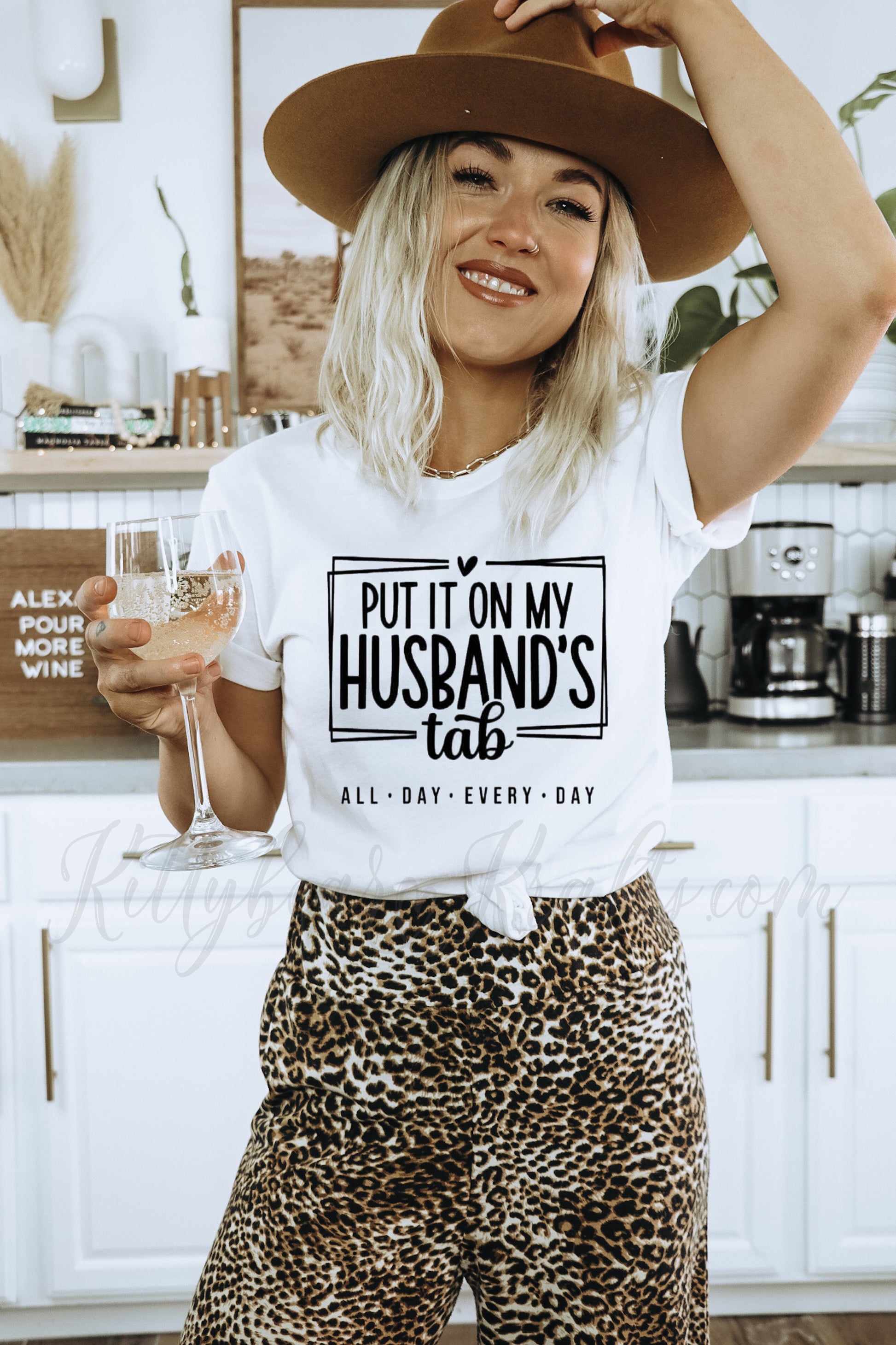 Put It On My Husband's Tab Graphic T-Shirt - Kittybear Krafts