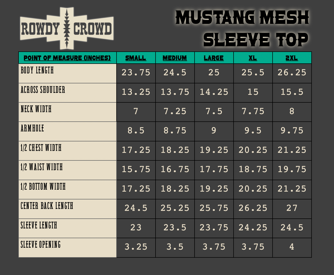 Mustang Western Mesh Sleeve Top Rowdy Crowd Clothing