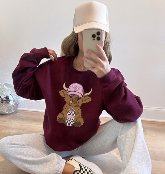 REG DP Checkered Highland Cow Graphic T-Shirt Gunpowder and Lace Boutique Nac