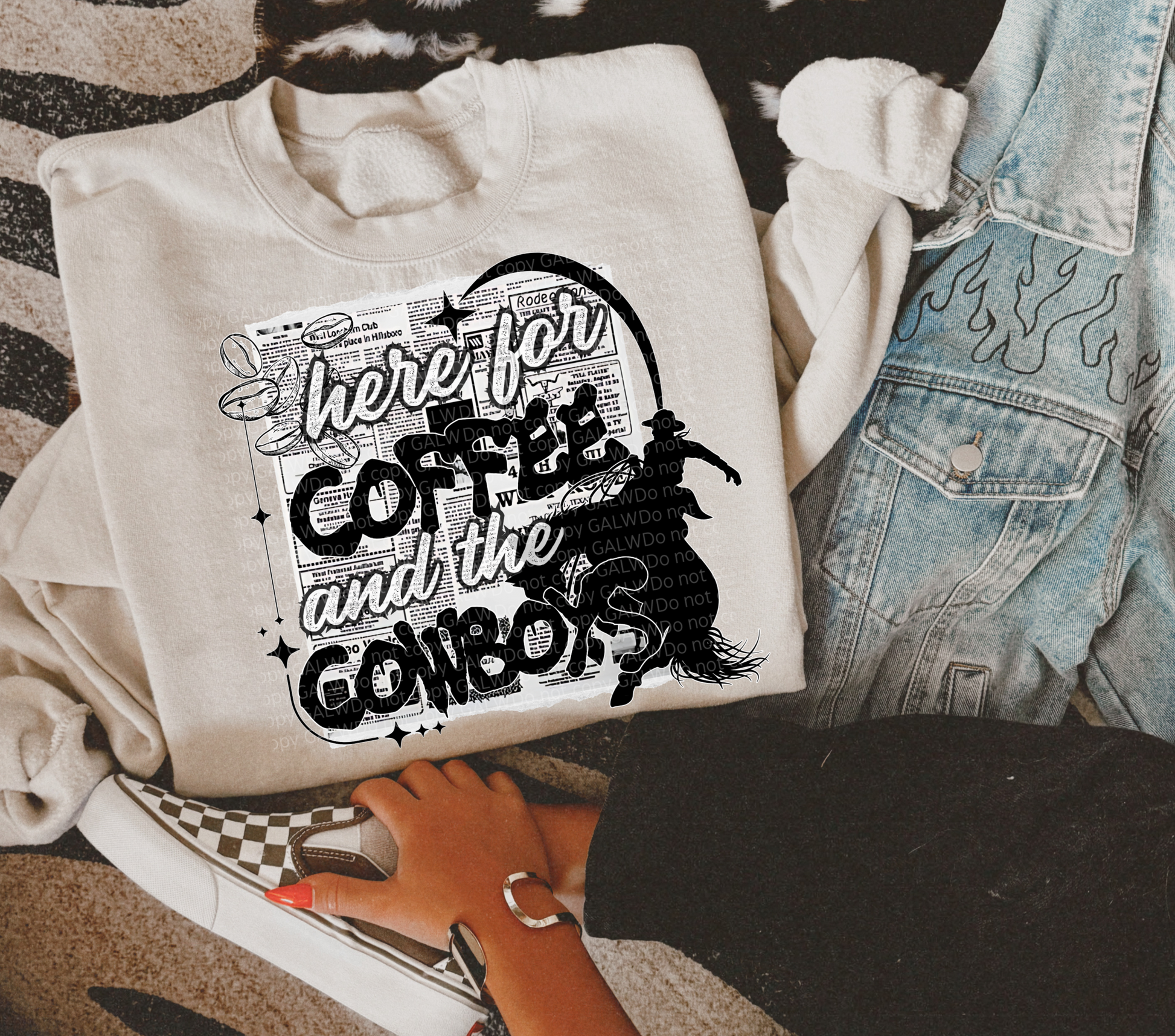 Here For the Coffee & the Cowboys Graphic T-Shirt Gunpowder and Lace Boutique Nac