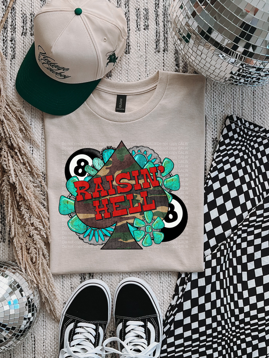 Raising Hell Camo Spade Graphic T-Shirt Gunpowder and Lace Boutique Nac