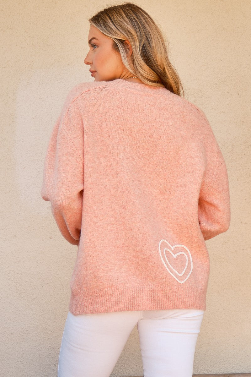 WIFEY & Heart Round Neck Sweatshirt Trendsi