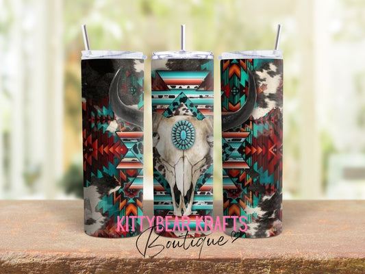 Bull Skull Western 20 oz Stainless Steel Tumbler