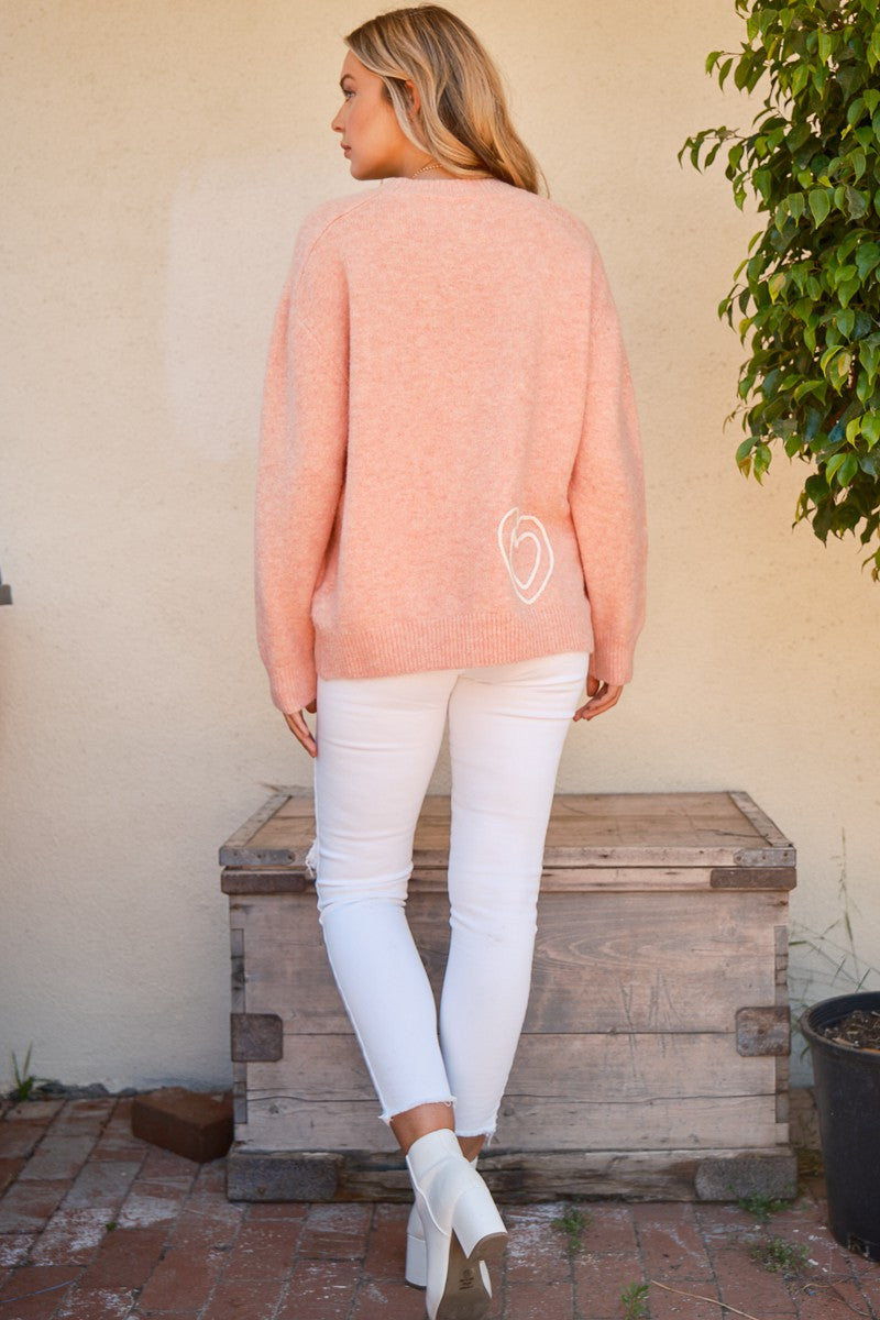 WIFEY & Heart Round Neck Sweatshirt Trendsi
