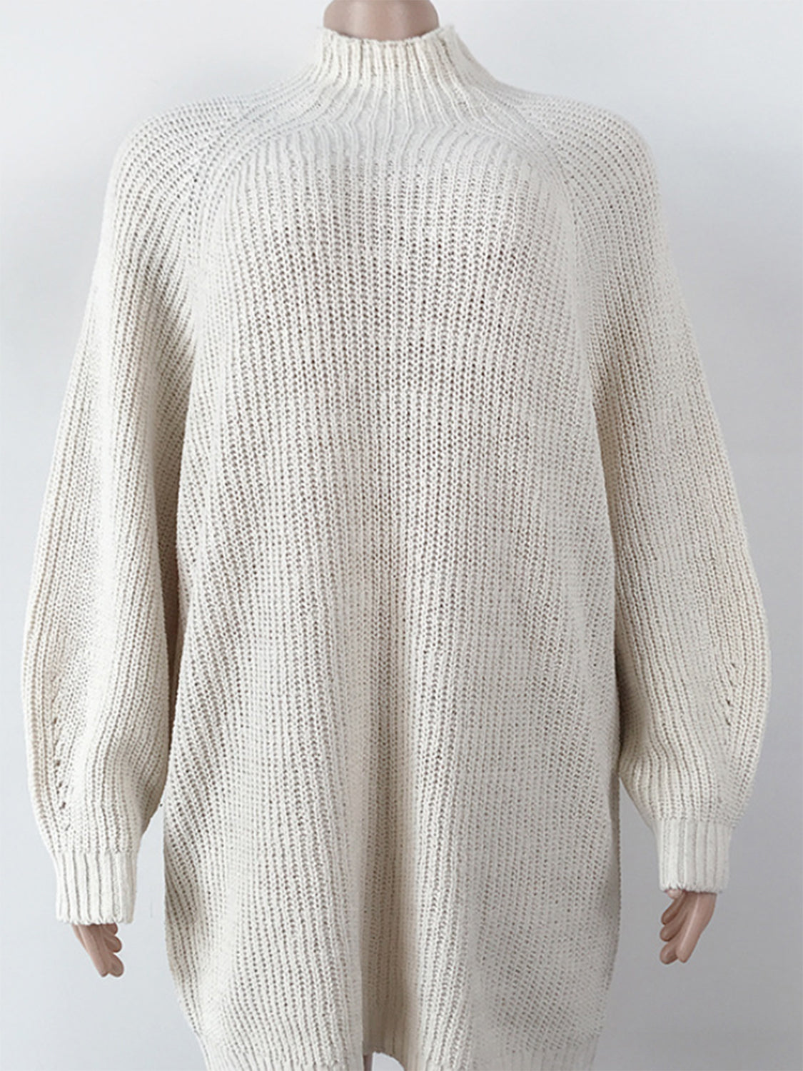 Mock Neck Dropped Shoulder Sweater Dress Trendsi
