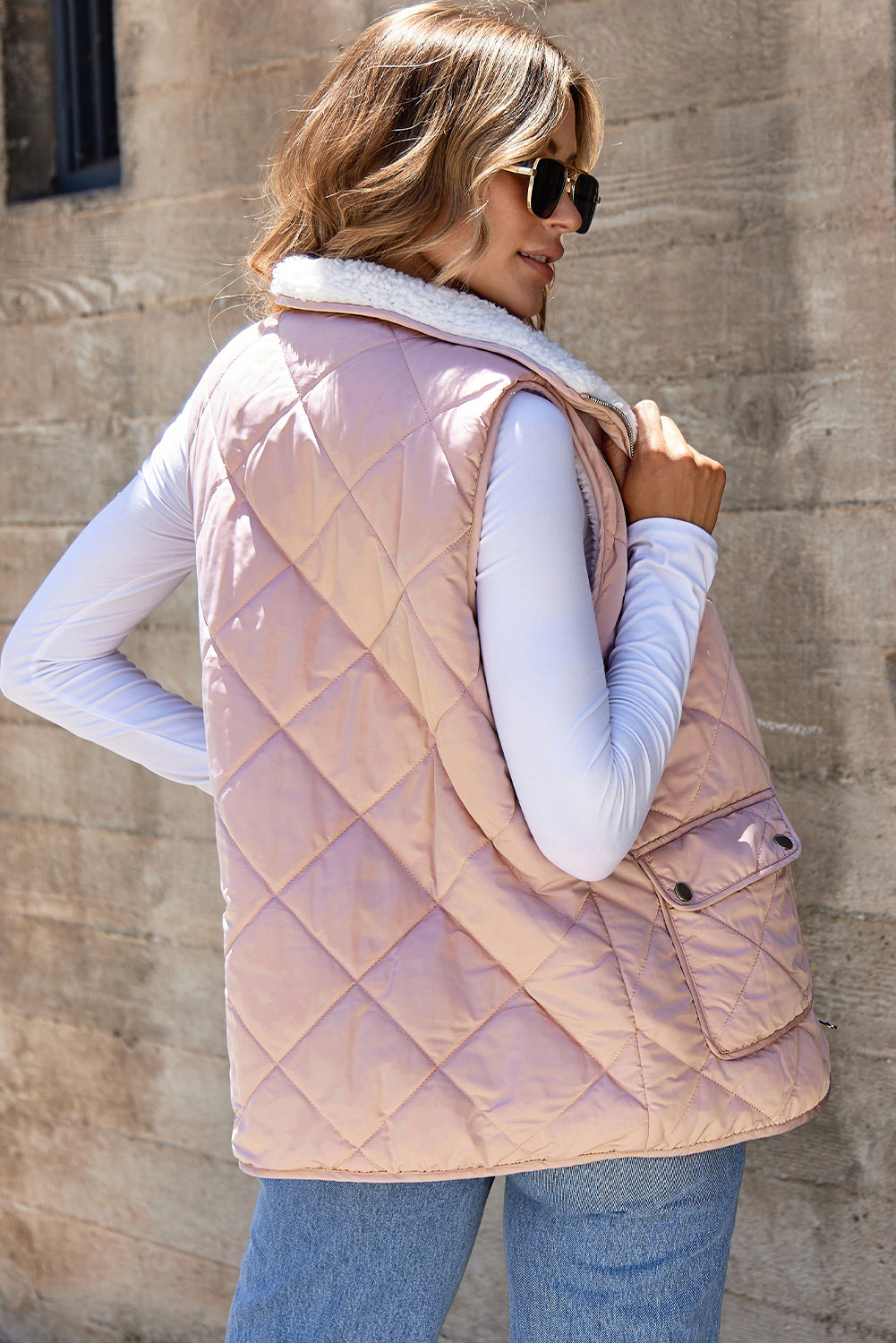 Pink Fleece Lined Quilted Vest Coat Kittybear Krafts
