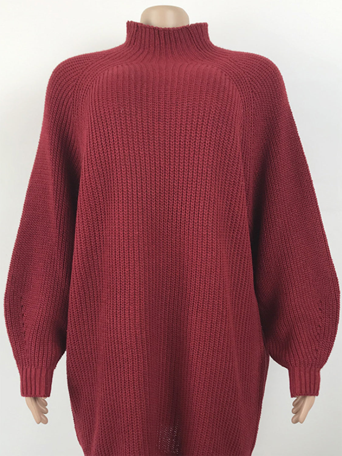Mock Neck Dropped Shoulder Sweater Dress Trendsi