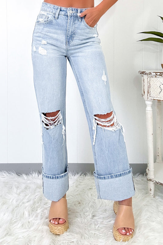 Beau Blue Light Wash Distressed Flare Jeans Kittybear Krafts