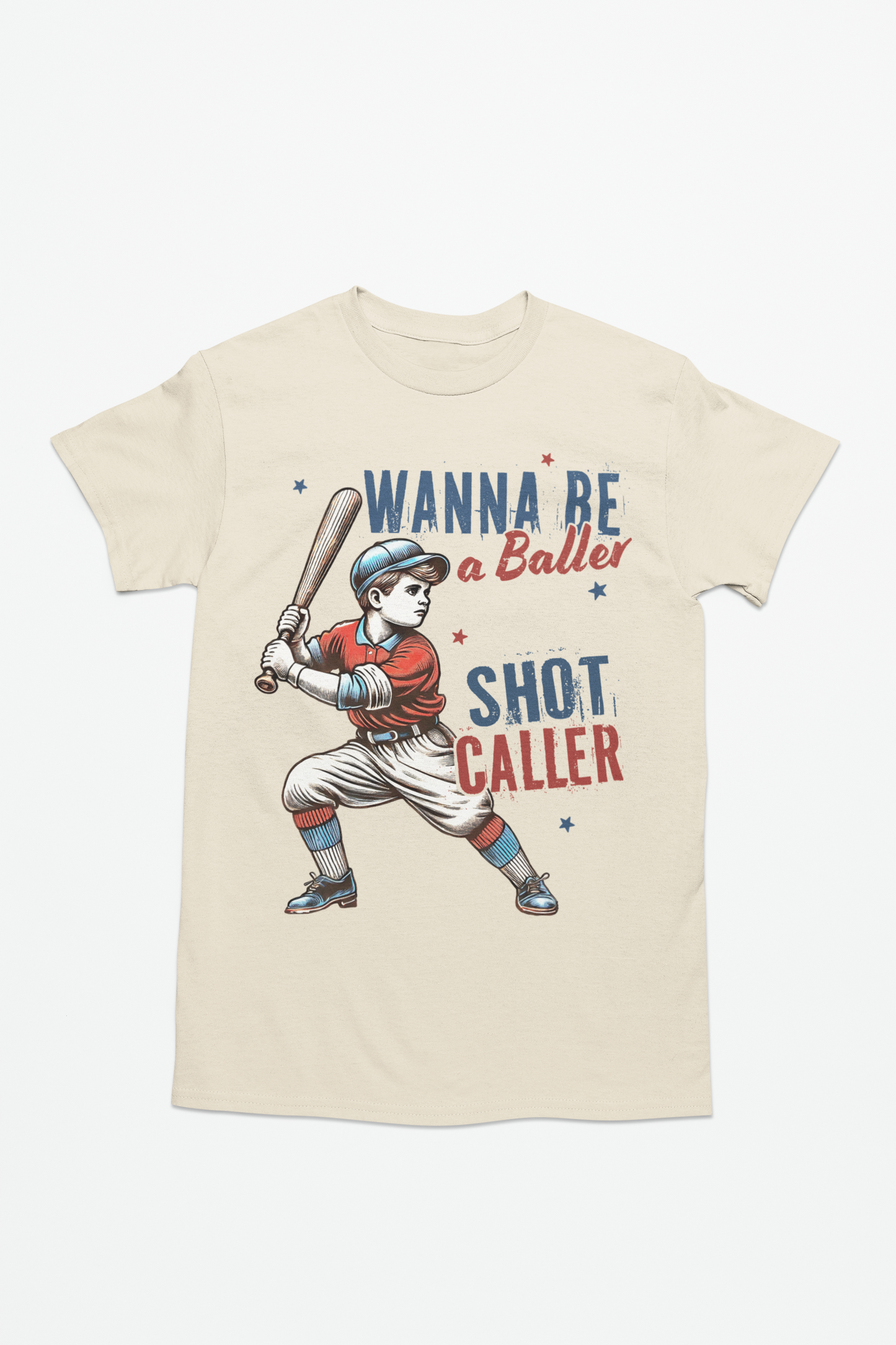 Wanna Be A Baller Shot Caller Baseball Game Day Graphic T-Shirt Tea Shirt Shoppe