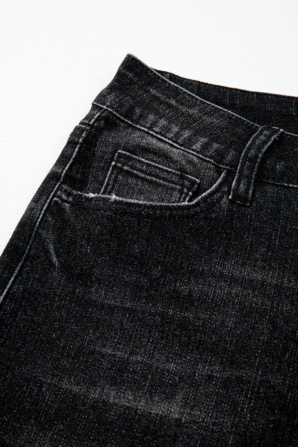 Carbon Grey Mineral Wash Raw Hem High Waist Flared Jeans Kittybear Krafts
