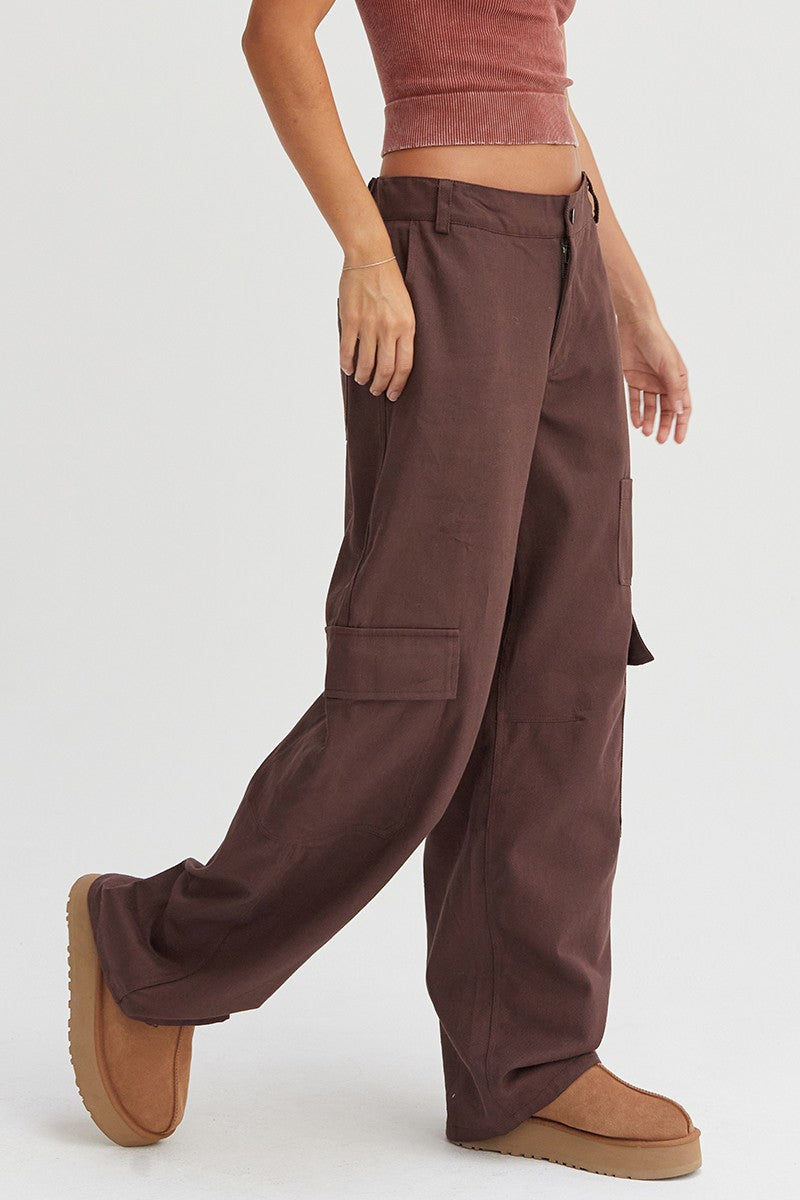 HYFVE Elastic Waist Wide-Leg Cargo Pants Trendsi