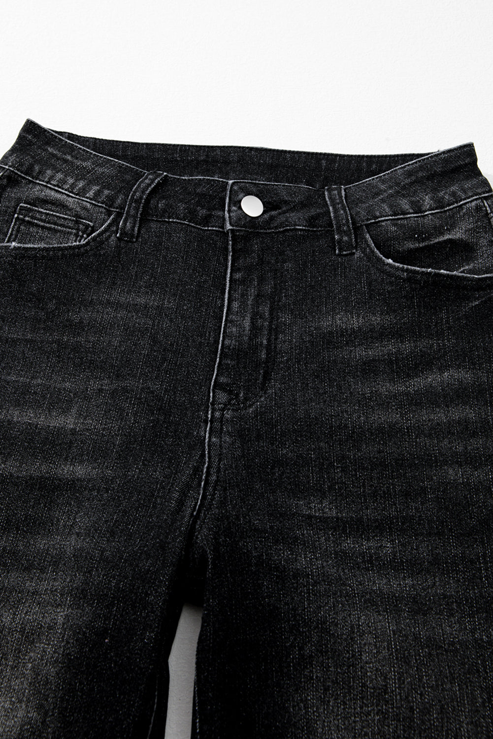 Carbon Grey Mineral Wash Raw Hem High Waist Flared Jeans Kittybear Krafts