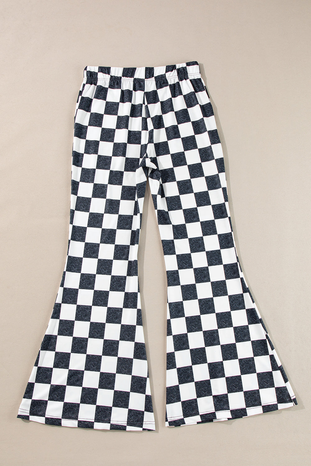 Black Checkerboard High Rise Casual Flared Pants Kittybear Krafts