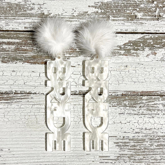 Pom Bride Acrylic Earrings Envy Stylz Boutique