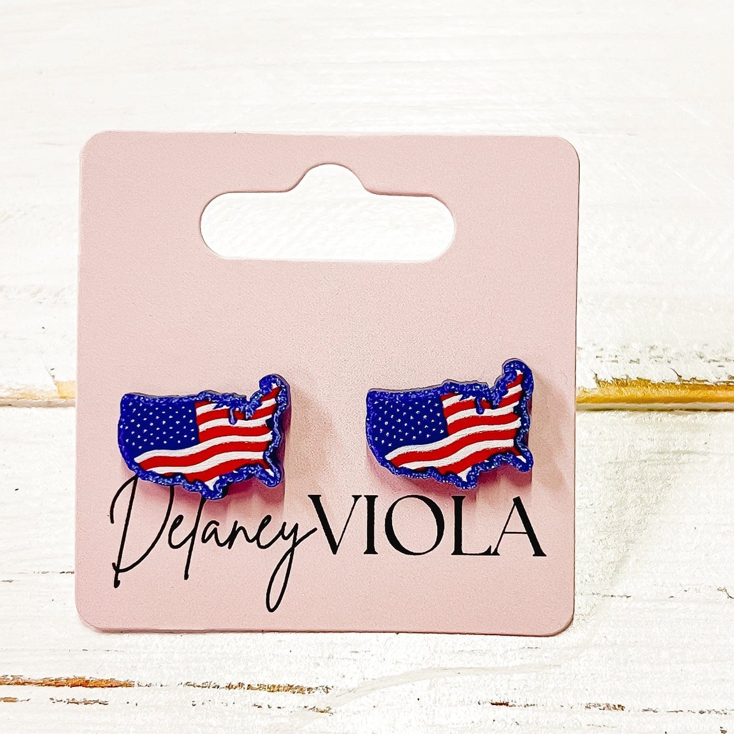 USA Flag 4th of July Glitter Patriotic Stud Earrings Envy Stylz Boutique