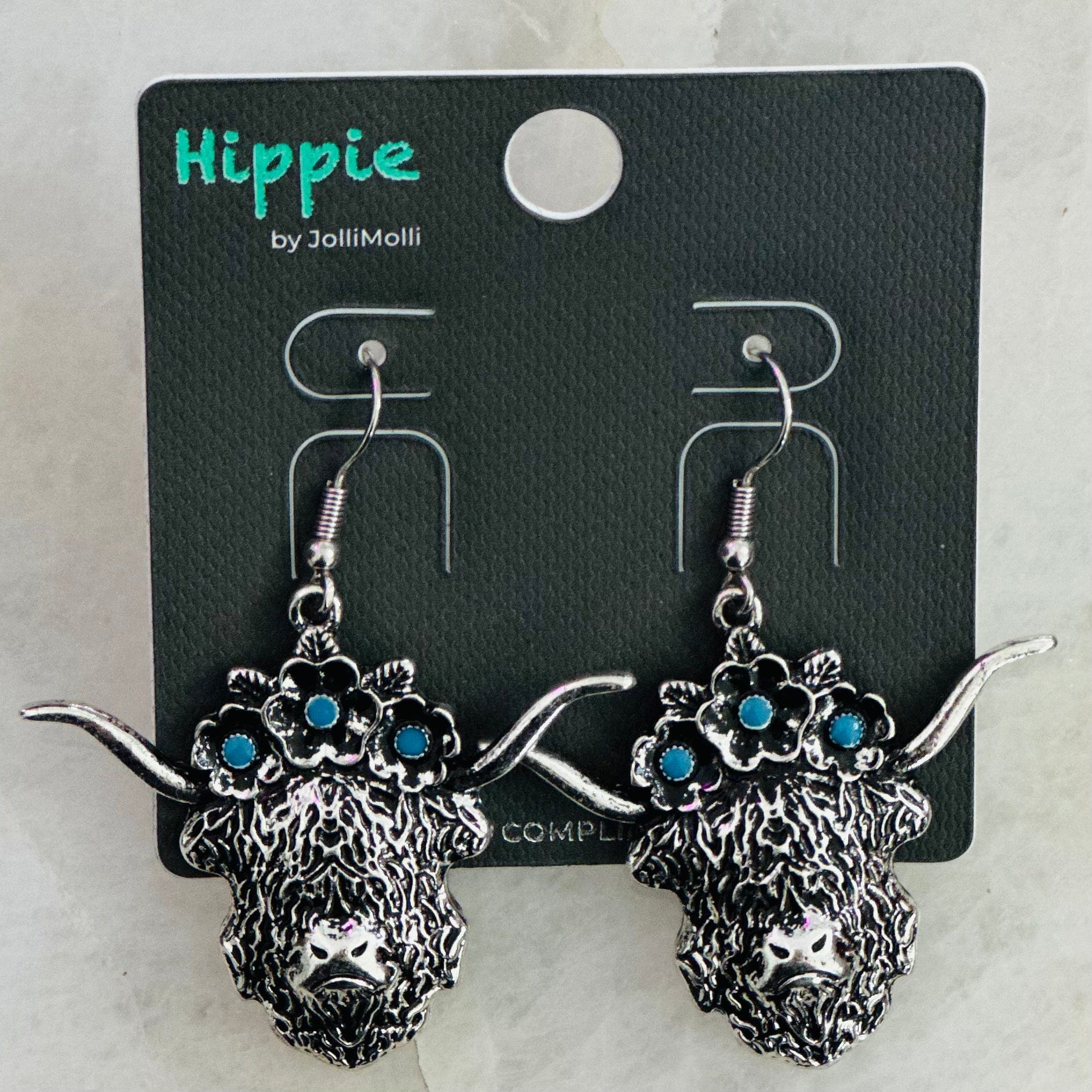 Western Highland Cow With Flowers Earrings Envy Stylz Boutique