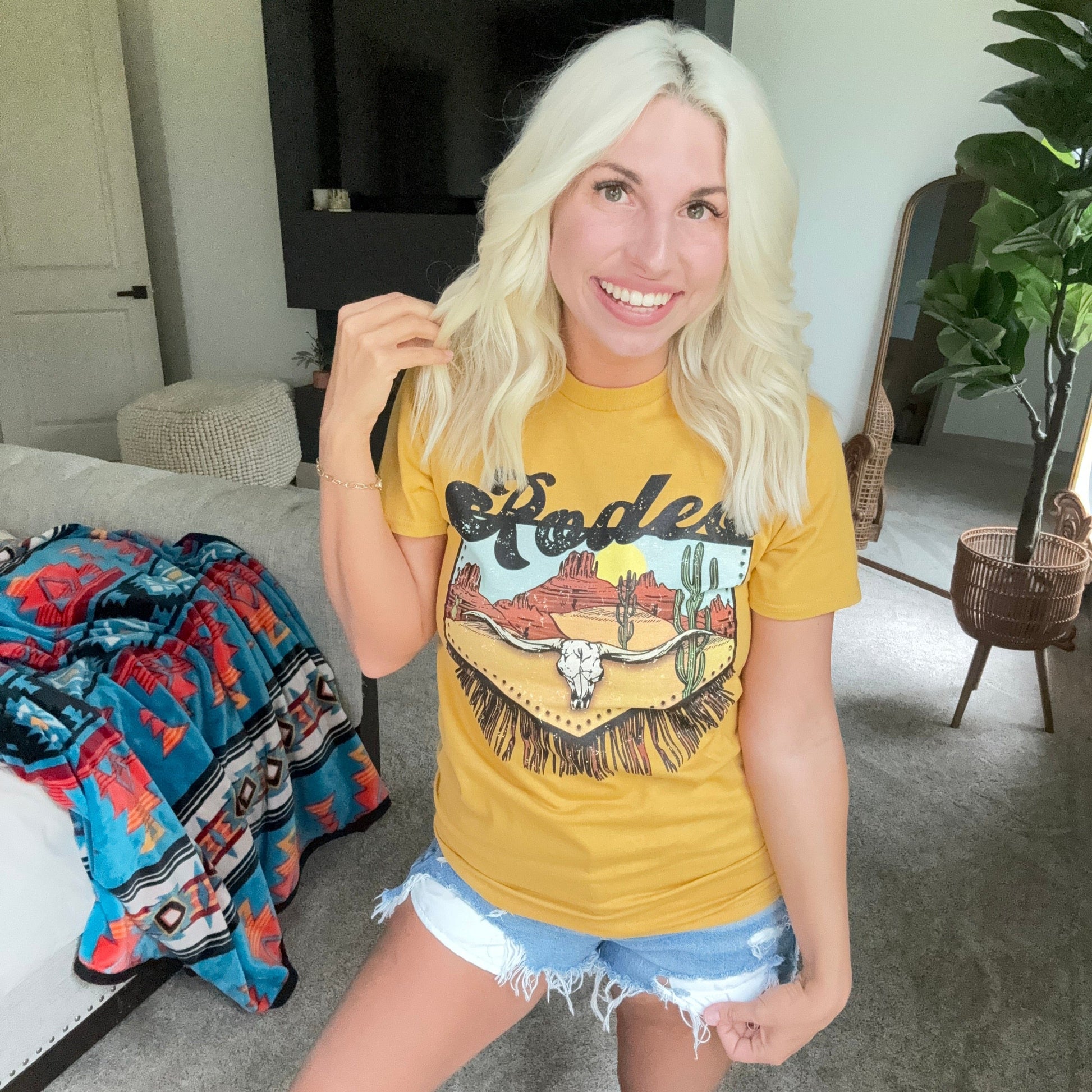 Rodeo Fringe Longhorn Western Graphic T-Shirt Envy Stylz Boutique