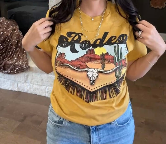 Rodeo Fringe Longhorn Western Graphic T-Shirt Envy Stylz Boutique