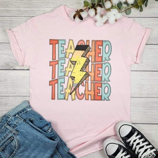 Teacher Lightning Pencil Graphic T-Shirt Envy Stylz Boutique