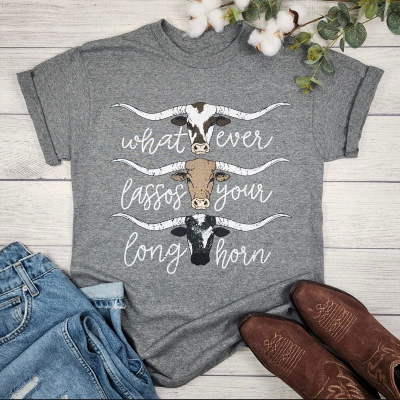 Whatever Lassos Your Longhorn Western Graphic T-Shirt Envy Stylz Boutique