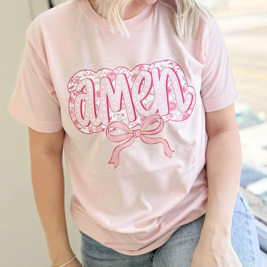 Amen Pink Bow Graphic T-Shirt Envy Stylz Boutique