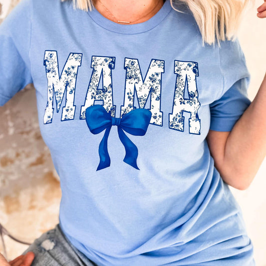 Blue Mama Bow Chinoiserie Graphic T-Shirt Envy Stylz Boutique