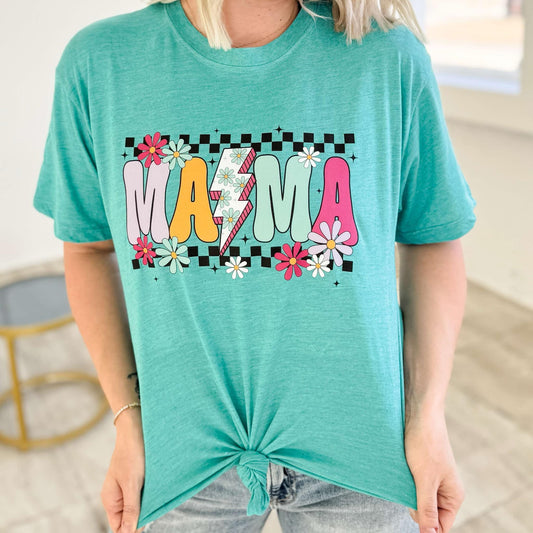 Mama Checkered Flower Graphic T-Shirt Envy Stylz Boutique