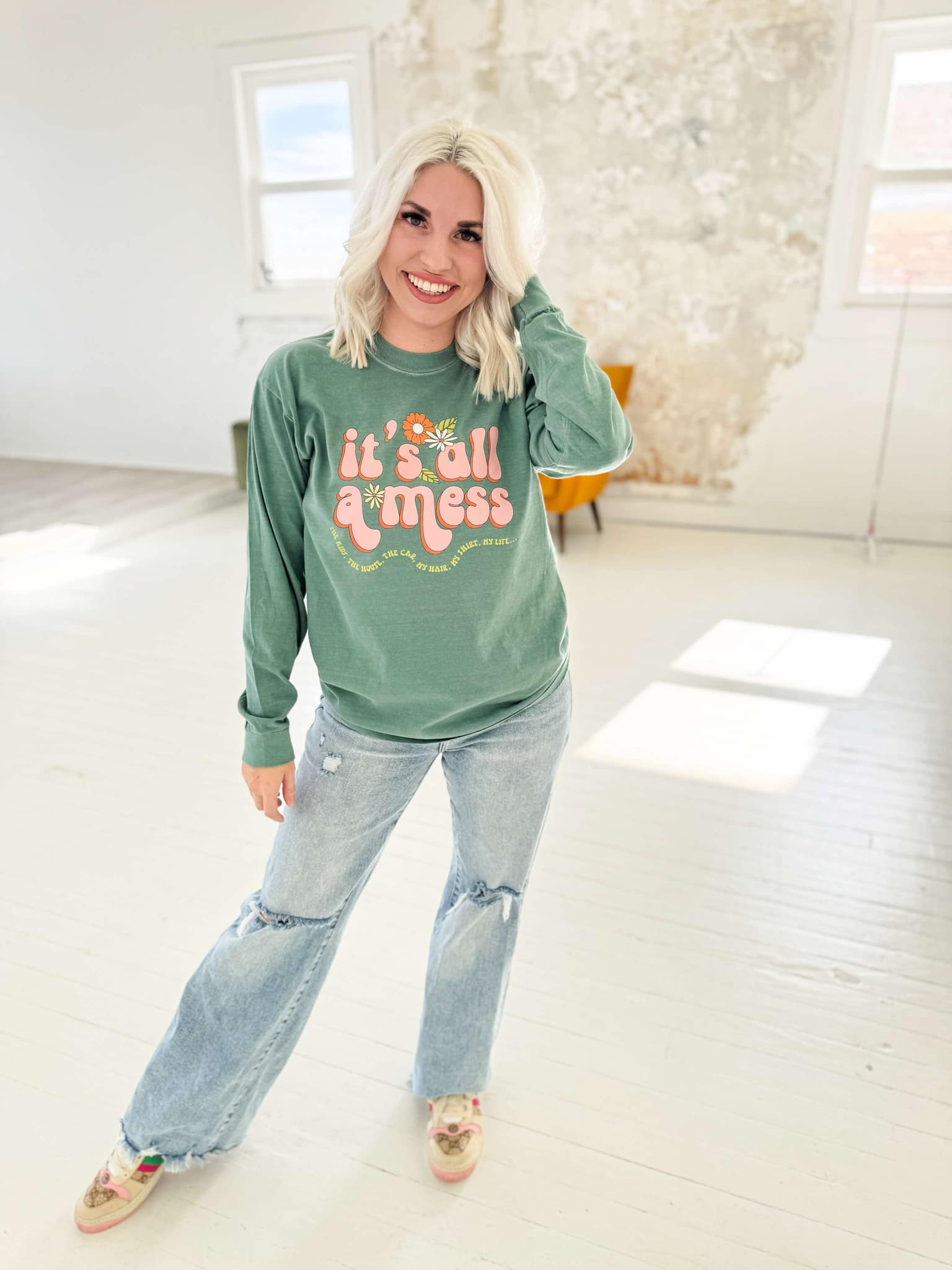 It's All A Mess Longsleeve Graphic T-Shirt Envy Stylz Boutique