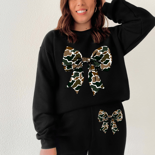 Old School Camo Bow Sweatshirt/Sweatpants Set Envy Stylz Boutique