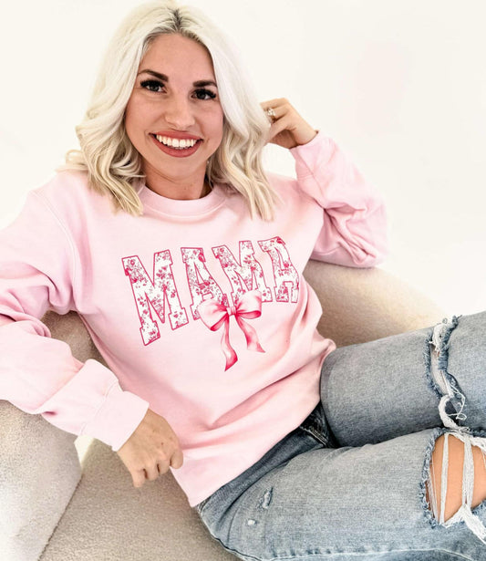 Pink Mama Bow Chinoiserie Graphic Sweatshirt