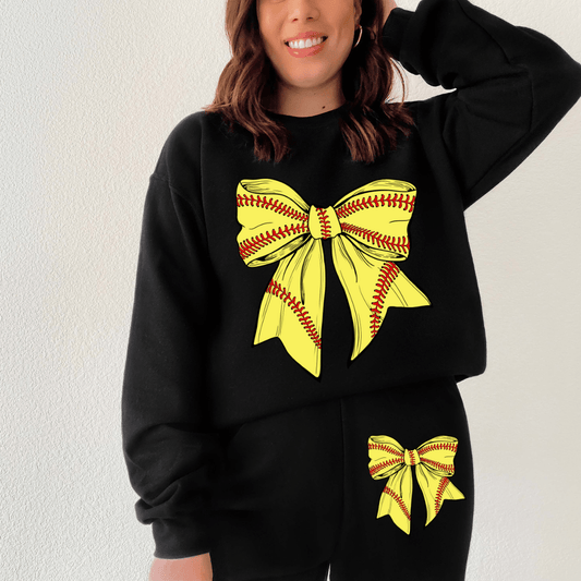 Softball Coquette Bow Game Day Sweatshirt/Sweatpants Set Envy Stylz Boutique