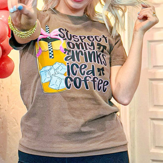 Suspect Only Drinks Iced Coffee Graphic Tee T-Shirt Envy Stylz Boutique