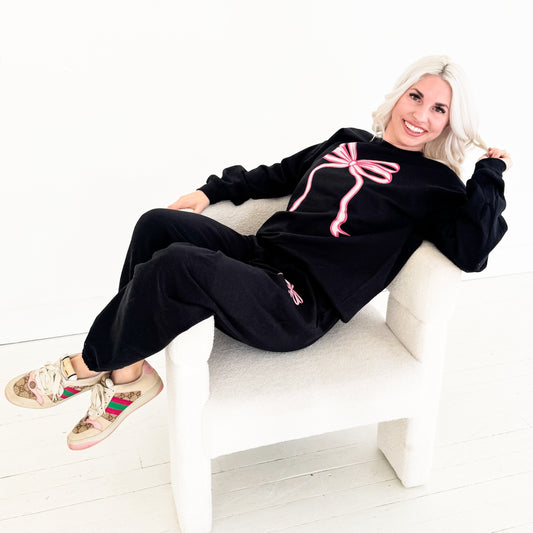 You Are So Loved Bow Sweatshirt/Sweatpants Set Envy Stylz Boutique