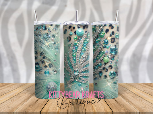 Leopard Diamond Feathers 20 oz Stainless Steel Tumbler