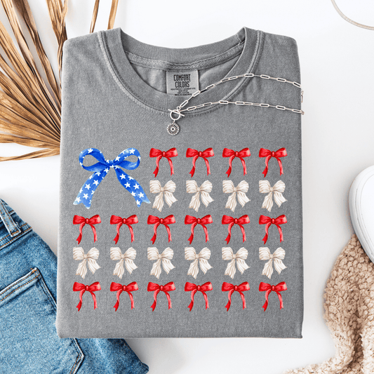 4th Of July Bows Patriotic Graphic Tee T-Shirt