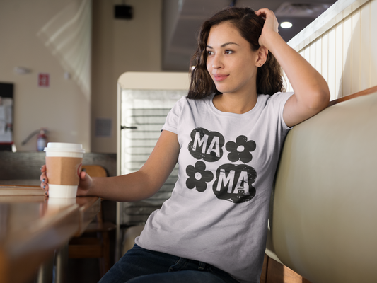 Checkered Flower Mama Graphic T-shirt Tea Shirt Shoppe