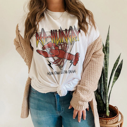 Def Hungry Pour Some Butter on Me Vintage Crawfish Graphic T-Shirt Gunpowder and Lace Boutique Nac