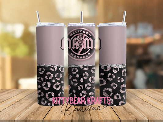 Mama Meltdown Manager Leopard 20 oz Stainless Steel Tumbler
