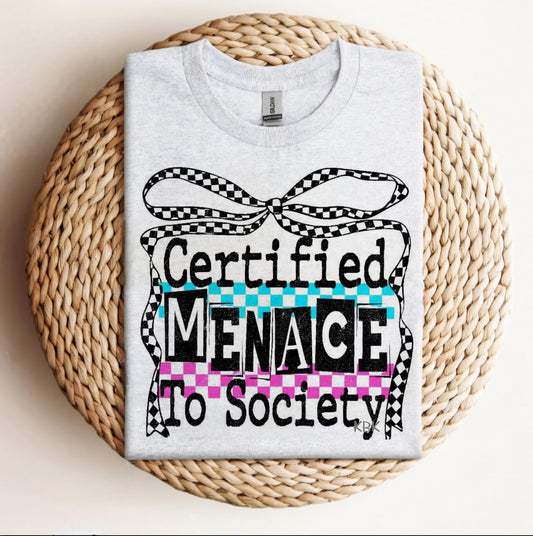 Certified Menace to Society Graphic Neon Comfort Colors Tee T-Shirt