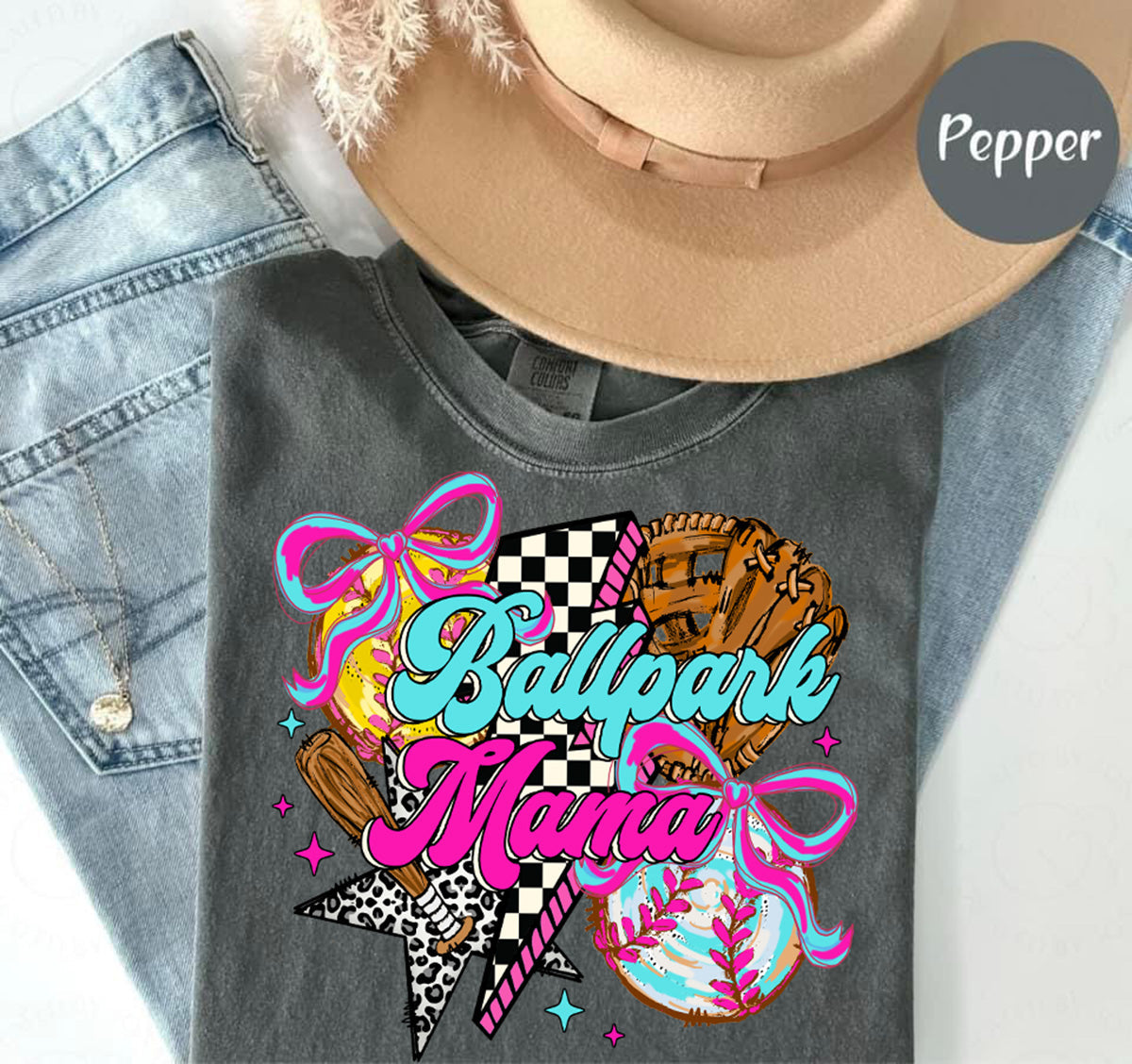 Ballpark Mama Baseball/Softball Graphic T-Shirt Kittybear Krafts