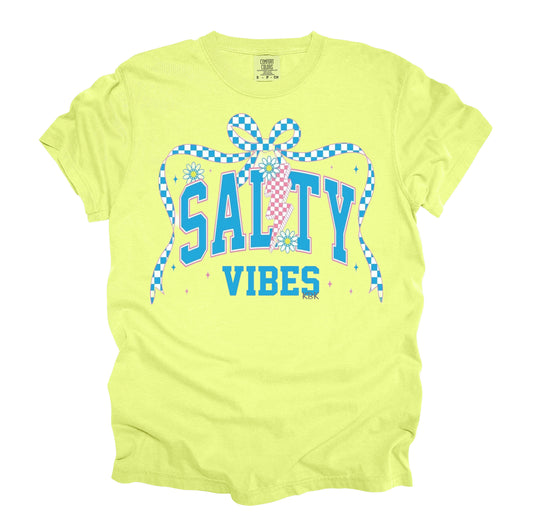 Salty Vibes  Bow Graphic Neon Comfort Colors Tee T-Shirt